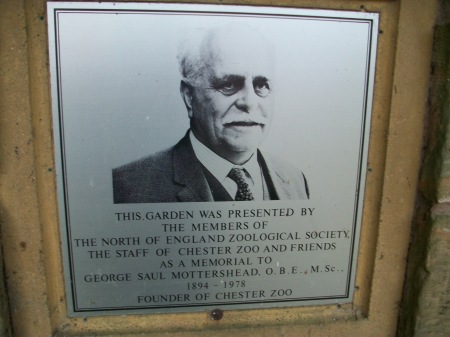 Mr. Mottershead, founder of Chester Zoo - memorial plaque near Oakfield House, Chester Zoo (Image: World War Zoo gardens project)