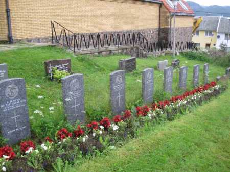 Jackson's grave is third from left, front row. Farsund Cemetery, Norway. Source: CWGC