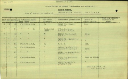 J Hayhurst's reburial or concentration form suggest he was reburied at Unicorn from elsewhere. Source: CWGC