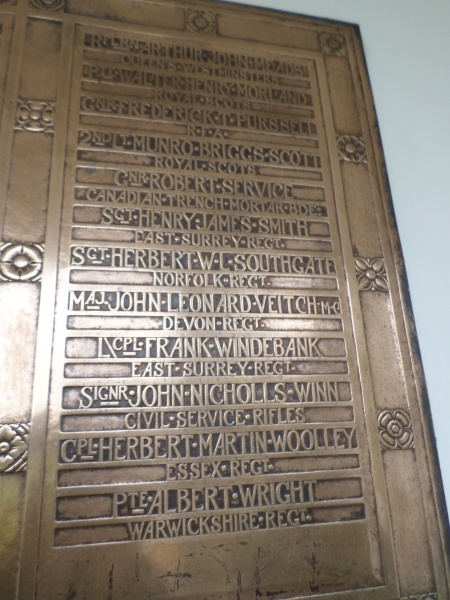 Albert Wright of Birmingham and Kew Botanic Gardens Remembered on the WW1 section Kew Gardens staff memorial (Image Source: Mark Norris, World War Zoo gardens project, Newquay Zoo)